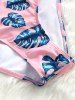 Leaves Print Halter Bikini Beachwear -  