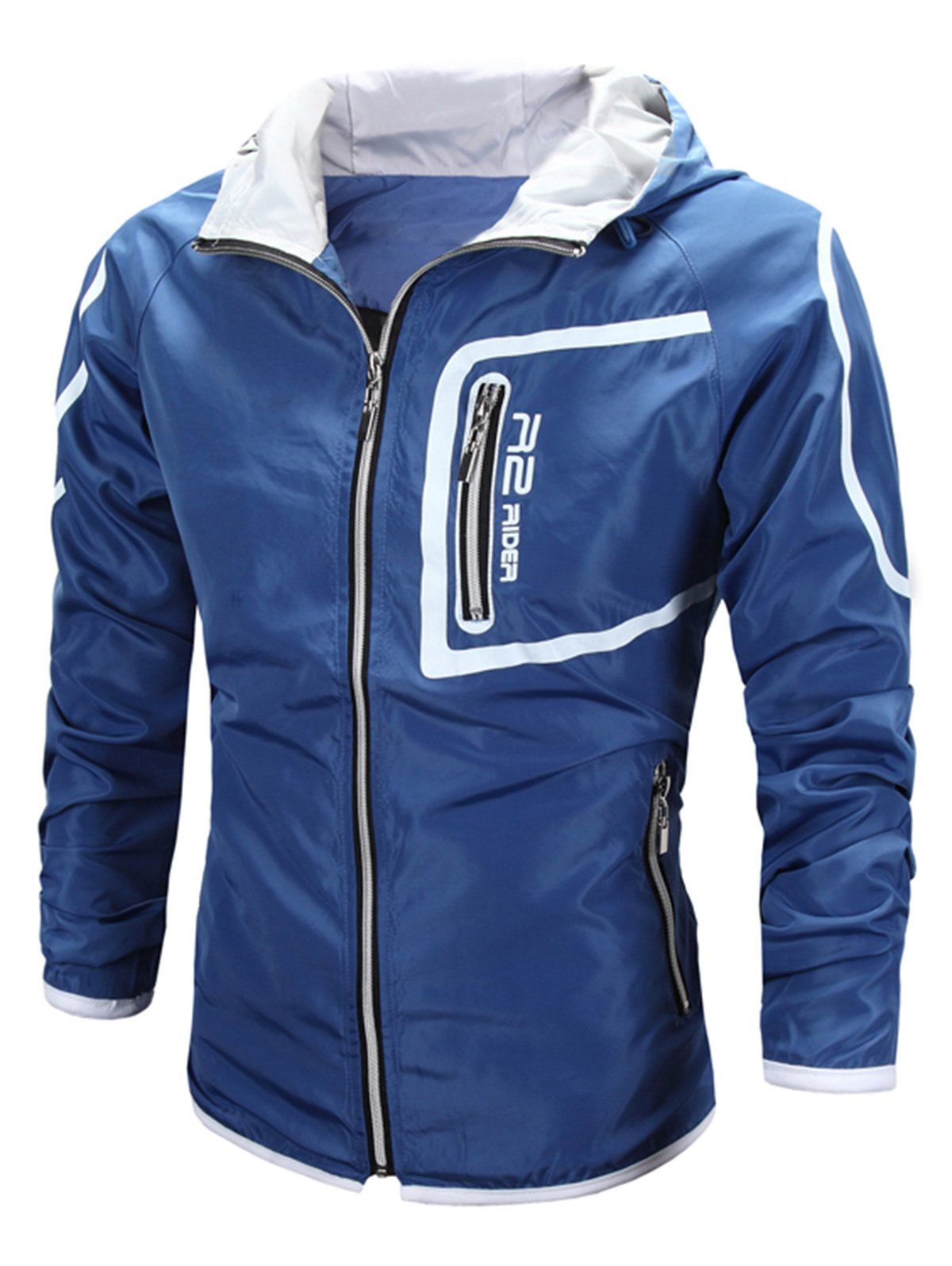 

Color Block Full Zip Windbreaker Jacket, Blue
