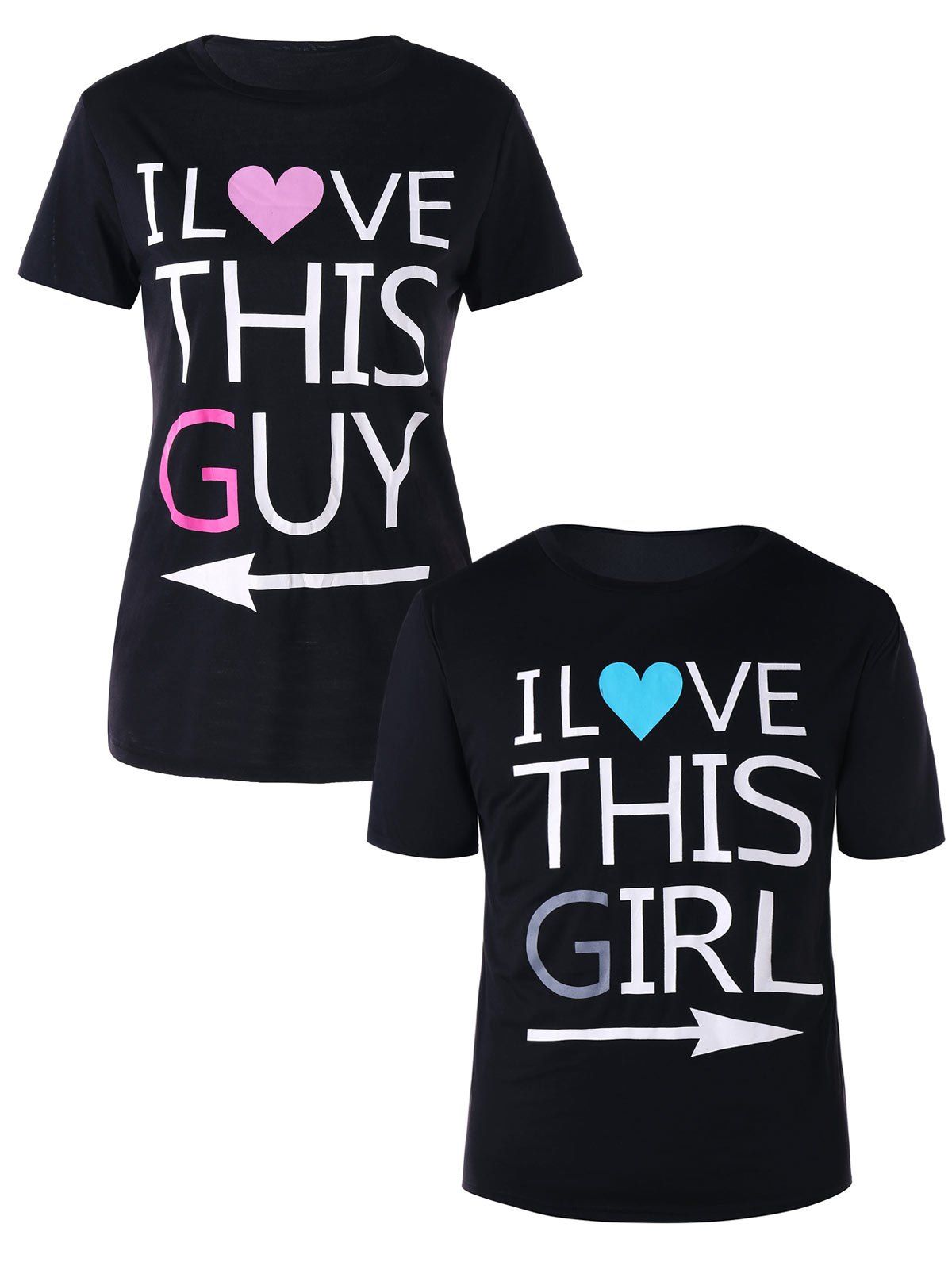 

Graphic Print Couple Tee, Black