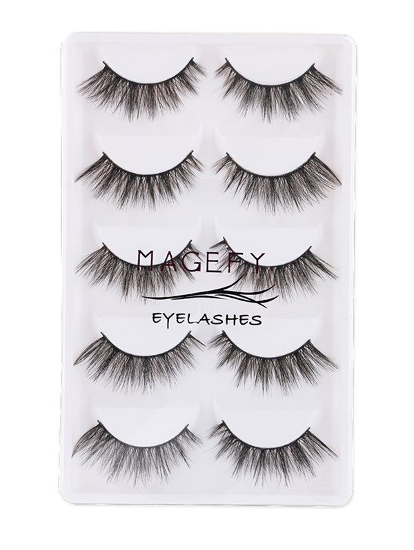 

Professional 5Pcs Natural Thick Handmade Fake Eyelashes Kit, Black