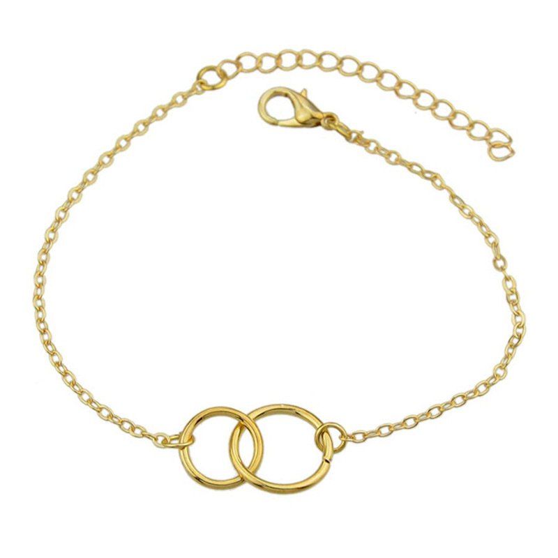 

Double Circle Hooked Metal Bracelet, Golden