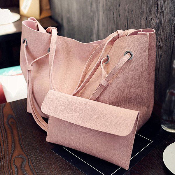 

Magnetic Textured Leather Shoulder Bag, Pink