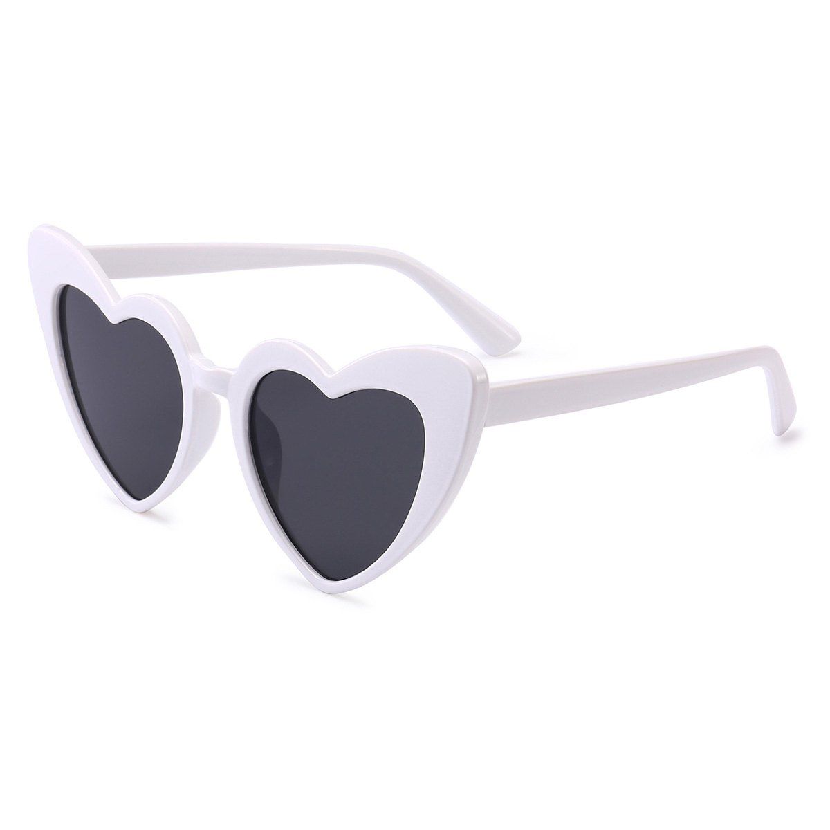 

Full Frame Heart Shape Sunglasses, White frame+grey lens