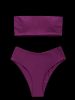 Ensemble de bikini coupe haute à col montant - Violacé rouge S