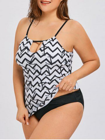 rosegal Zigzag Plus Size Keyhole Cutout Tankini