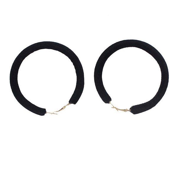 

Lint Wrapped Geometric Hoop Earrings, Black