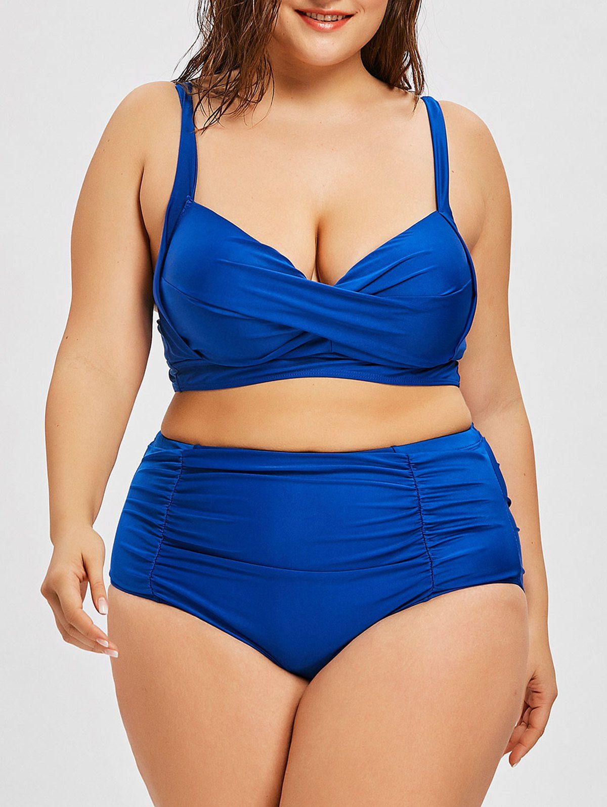 

Twist Plus Size High Rise Push Up Bikini, Blue