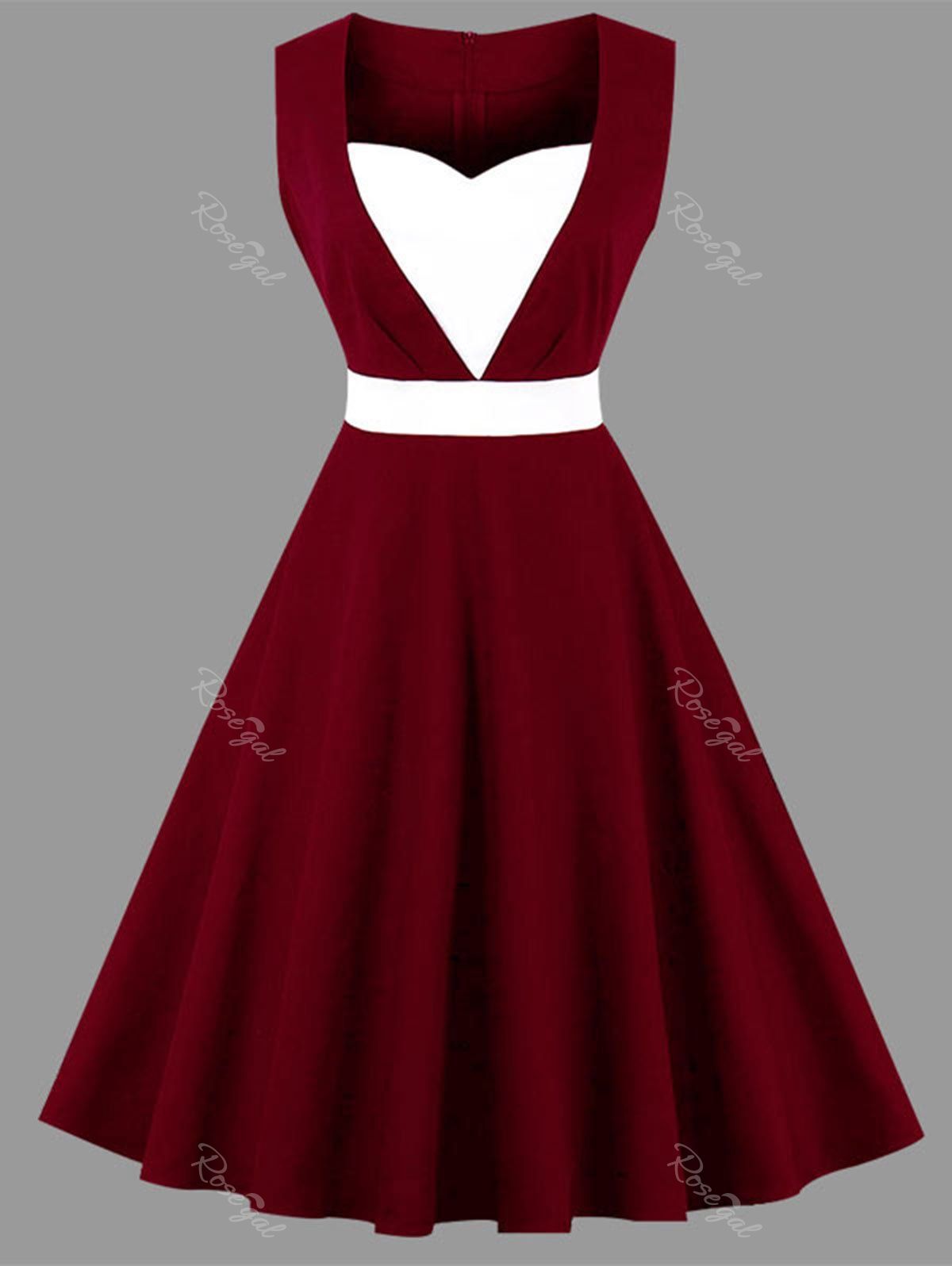 Plus Size Sweetheart Sleeveless Party Dress, Wine red
