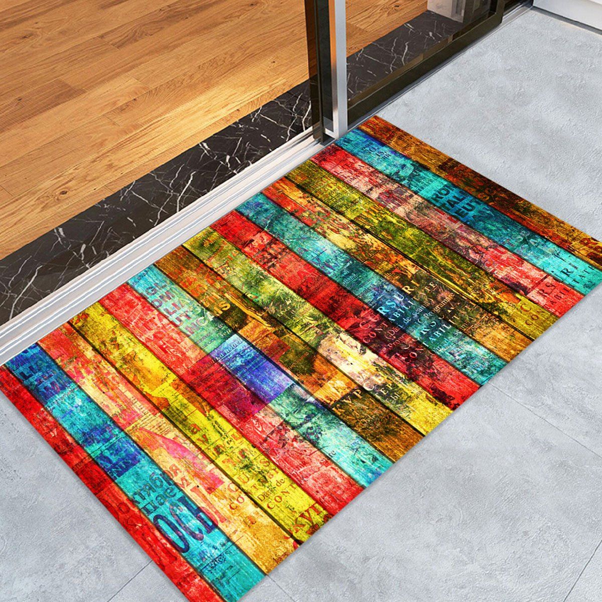 

Colorful Woodgrain Pattern Anti-skid Water Absorption Area Rug