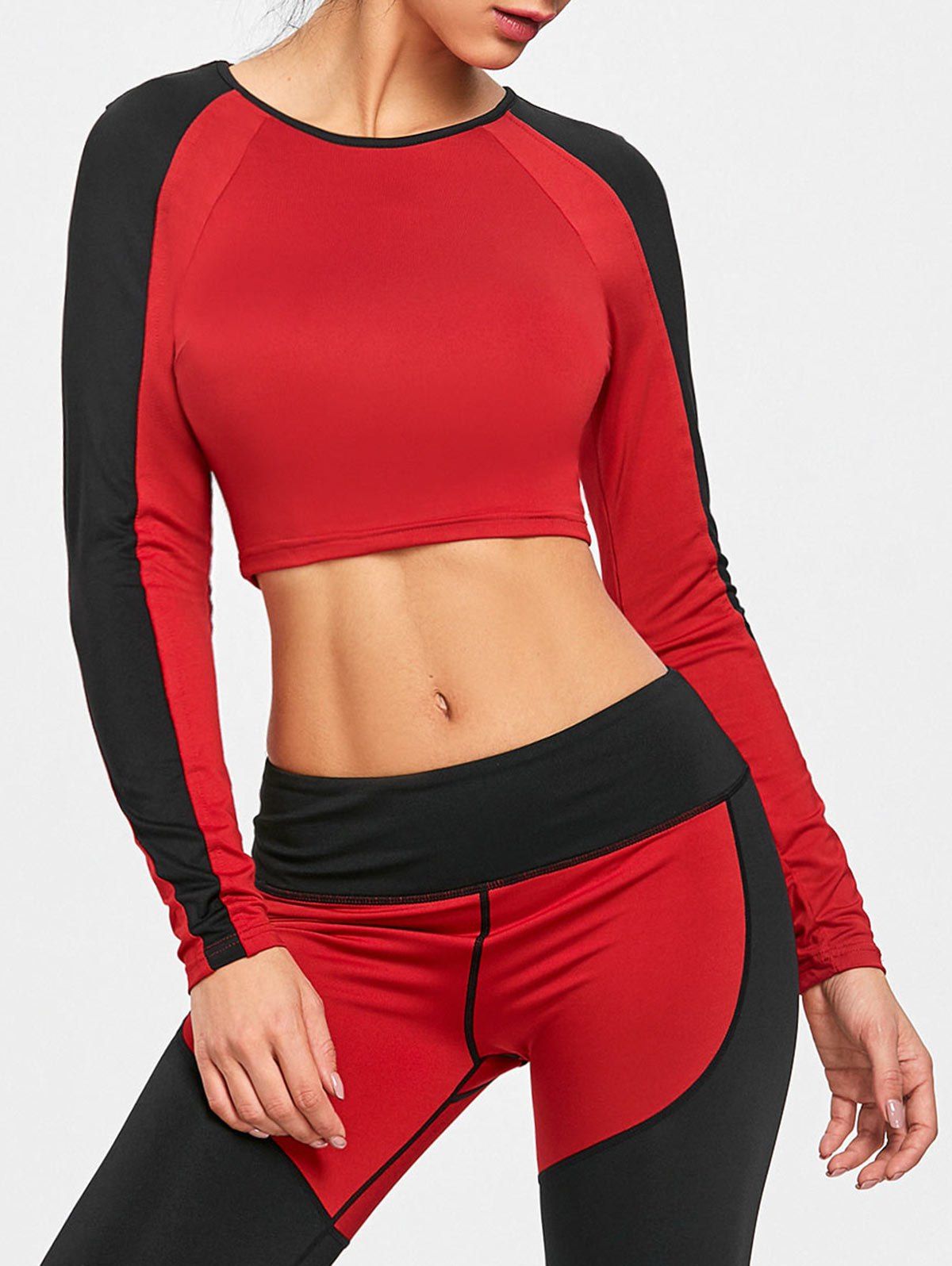 [36 OFF] Raglan Sleeve Workout Crop Top Rosegal