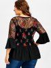 Plus Size Embroidered Lace Top and Camisole -  
