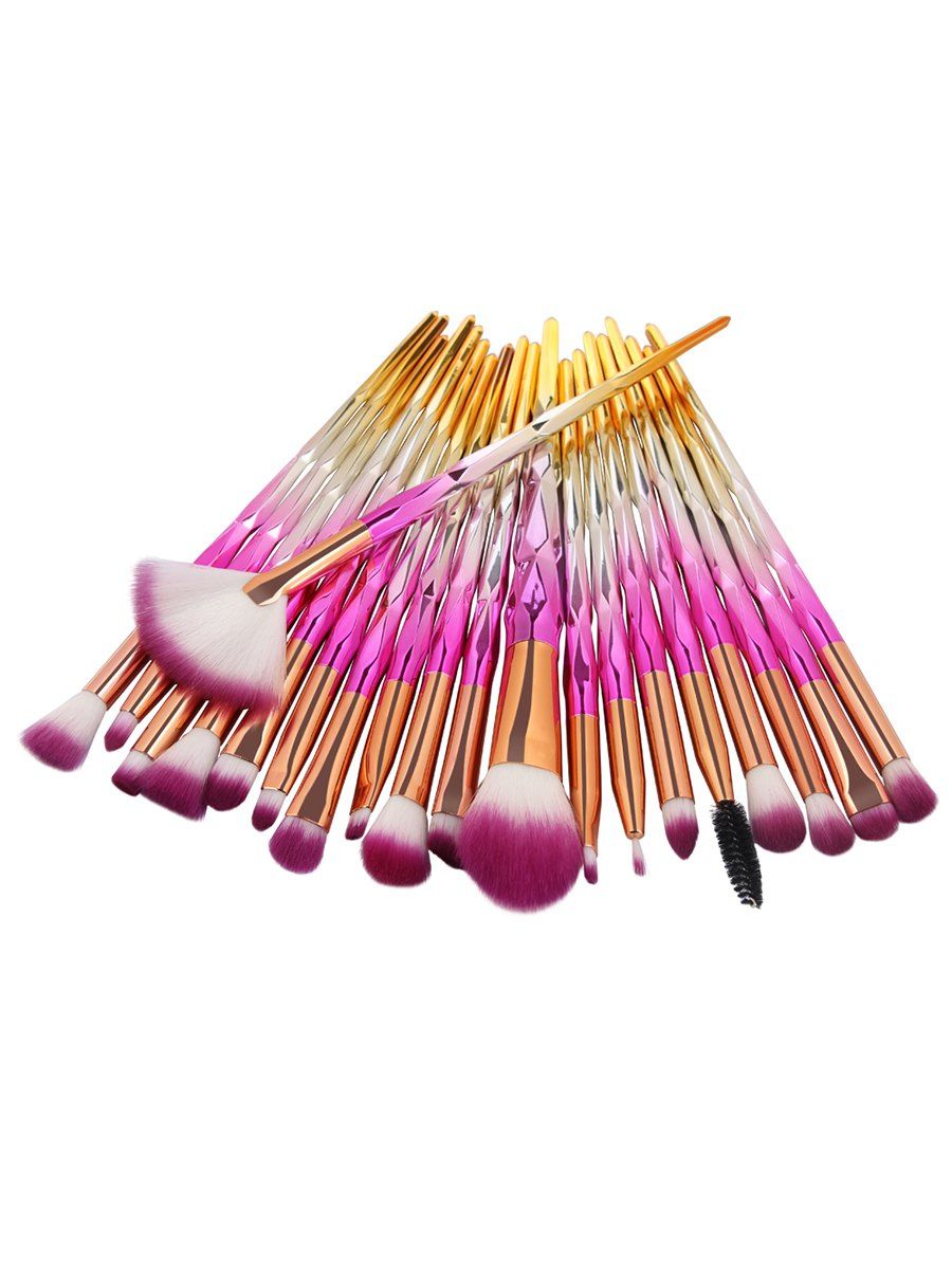 

Professional 20Pcs Zircon Pattern Fiber Hair Makeup Brush Set, Pink