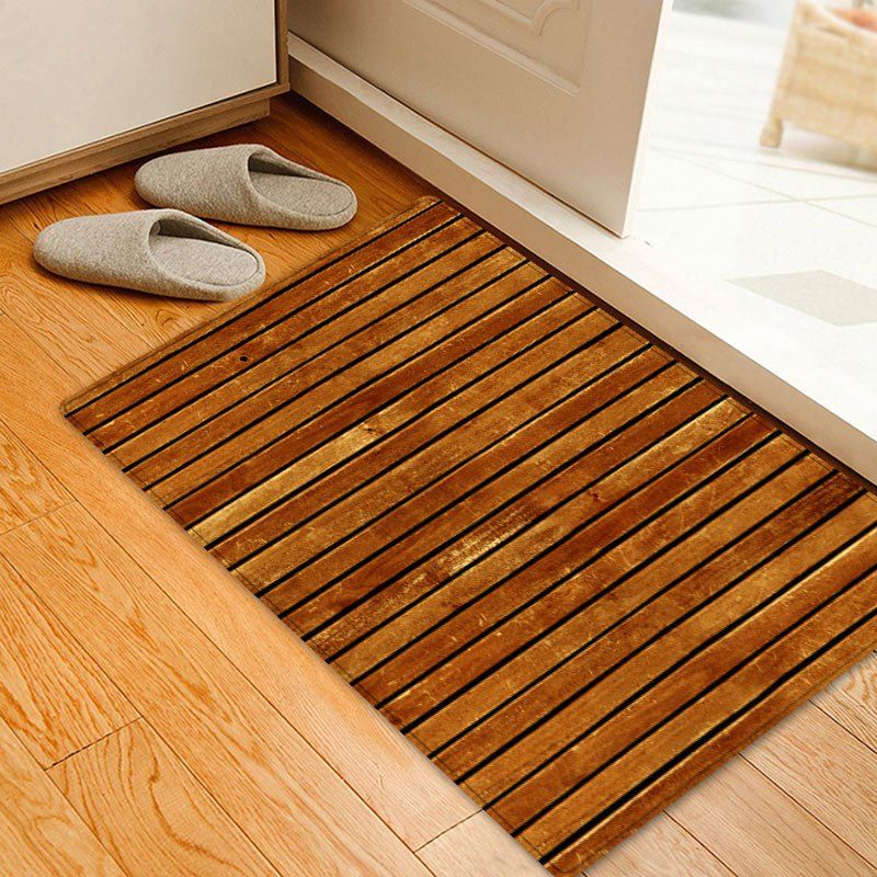 

Wooden Floor Pattern Anti-skid Water Absorption Area Rug, Brown