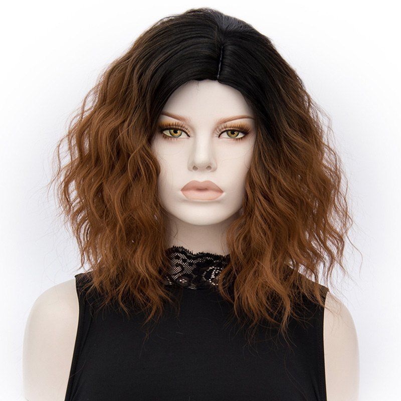 Discount Medium Side Parting Natural Wavy Ombre Synthetic Wig  