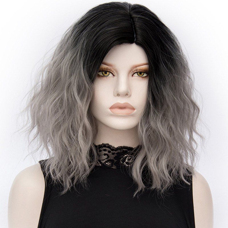Best Medium Side Parting Ombre Natural Wavy Synthetic Fiber Wig  