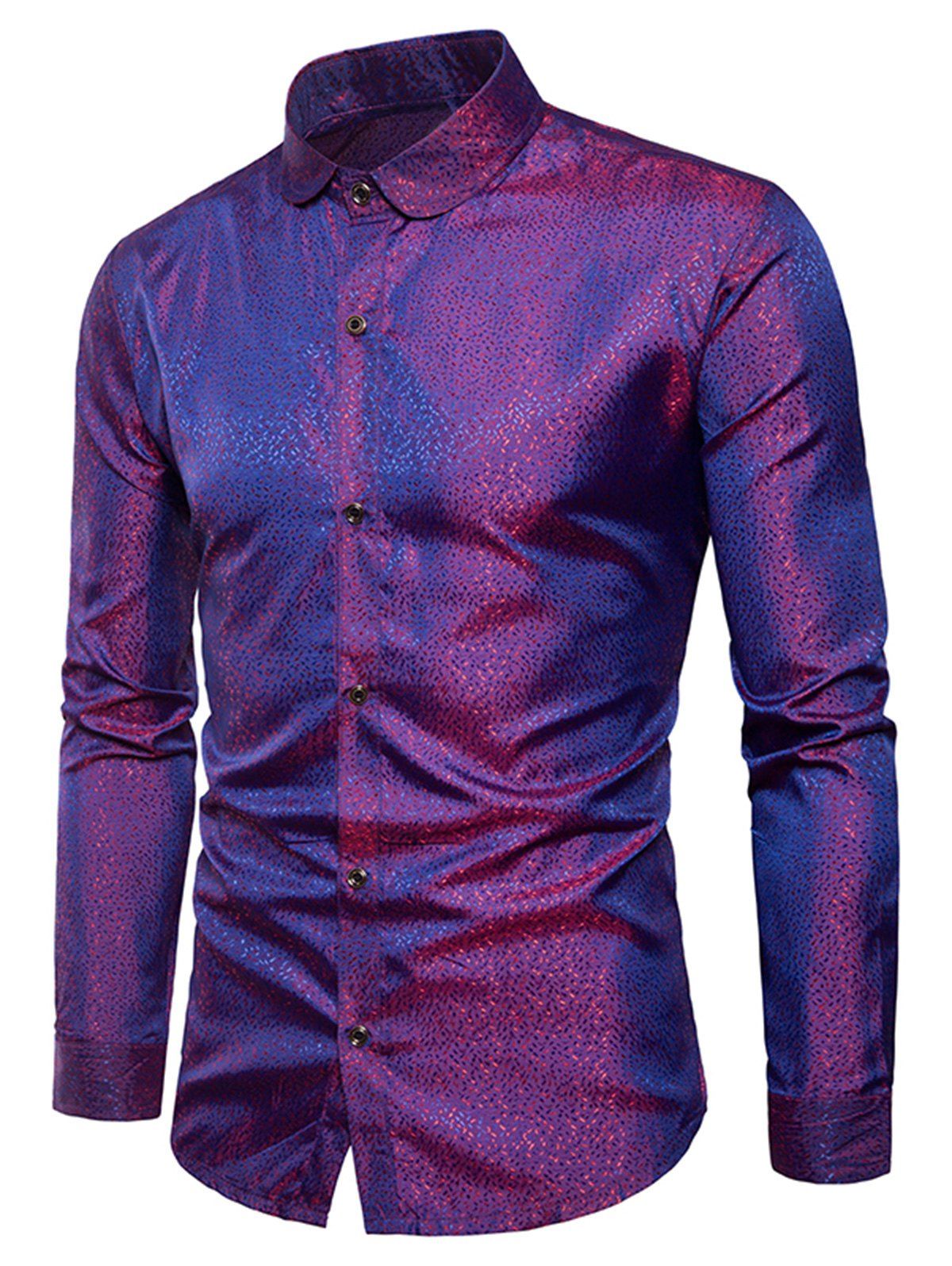 

Glossy Dot Long Sleeve Shirt, Purplish red