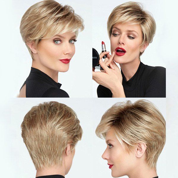 

Short Side Bang Fluffy Colormix Layered Straight Synthetic Wig
