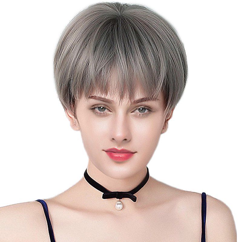 

Short Inclined Bang Colormix Straight Synthetic Wig