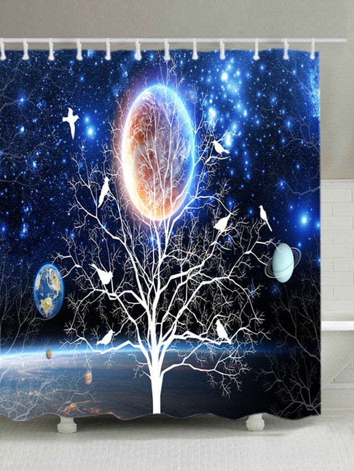 47 Off Solar System Tree Print Waterproof Fabric Shower Curtain