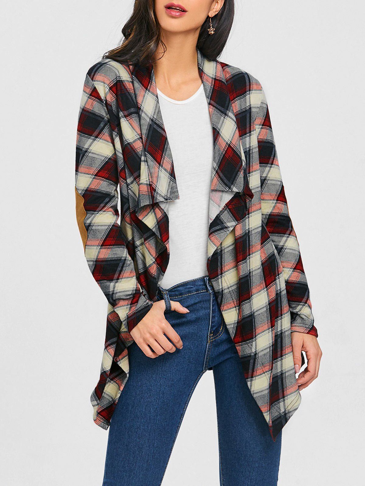 

Elbow Patch Drape Palid Cardigan, Colormix