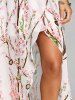 High Slit V-neck Floral Flowy Chiffon Dress -  