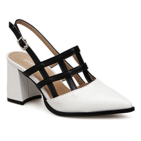 Color Block Pointed Toe Pumps - White - 35 Color Block Pointed Toe Pumps - White - 35