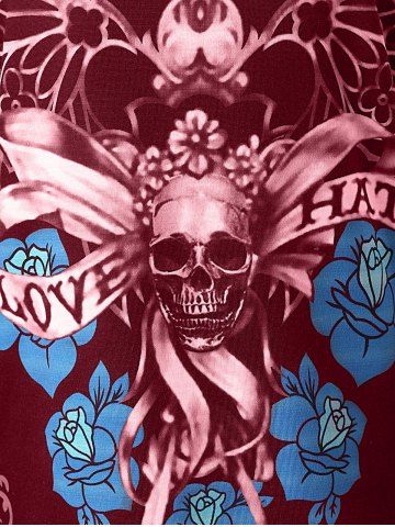 

Plus Size Skull Chains Embellished T-shirt, Wine red