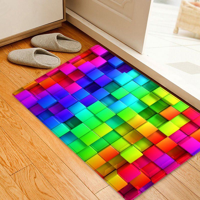 

Colorful Uneven Brick Pattern Anti-skid Water Absorption Area Rug, Colormix