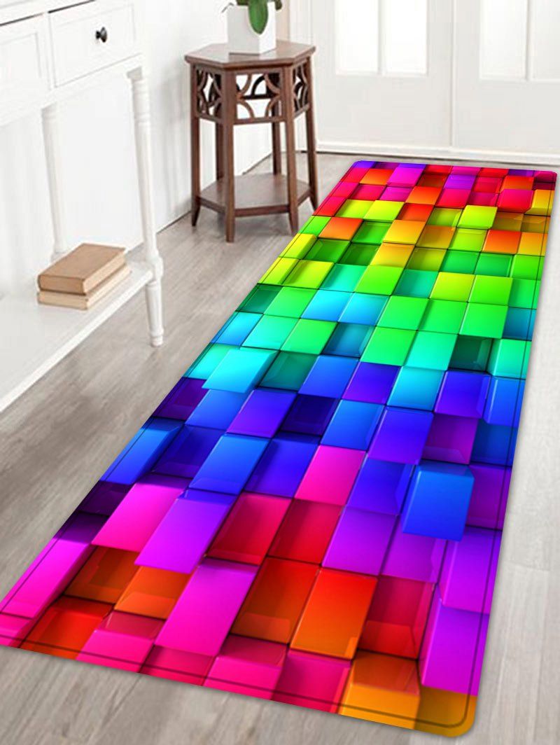 

Colorful Uneven Brick Pattern Anti-skid Water Absorption Area Rug, Colormix