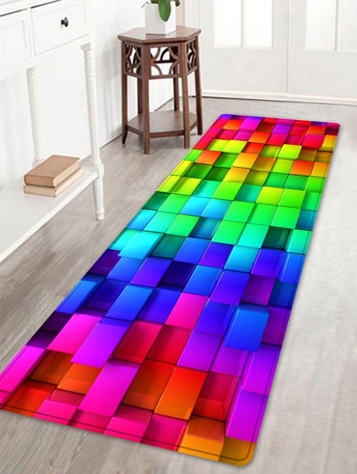 

Colorful Uneven Brick Pattern Anti-skid Water Absorption Area Rug, Colormix
