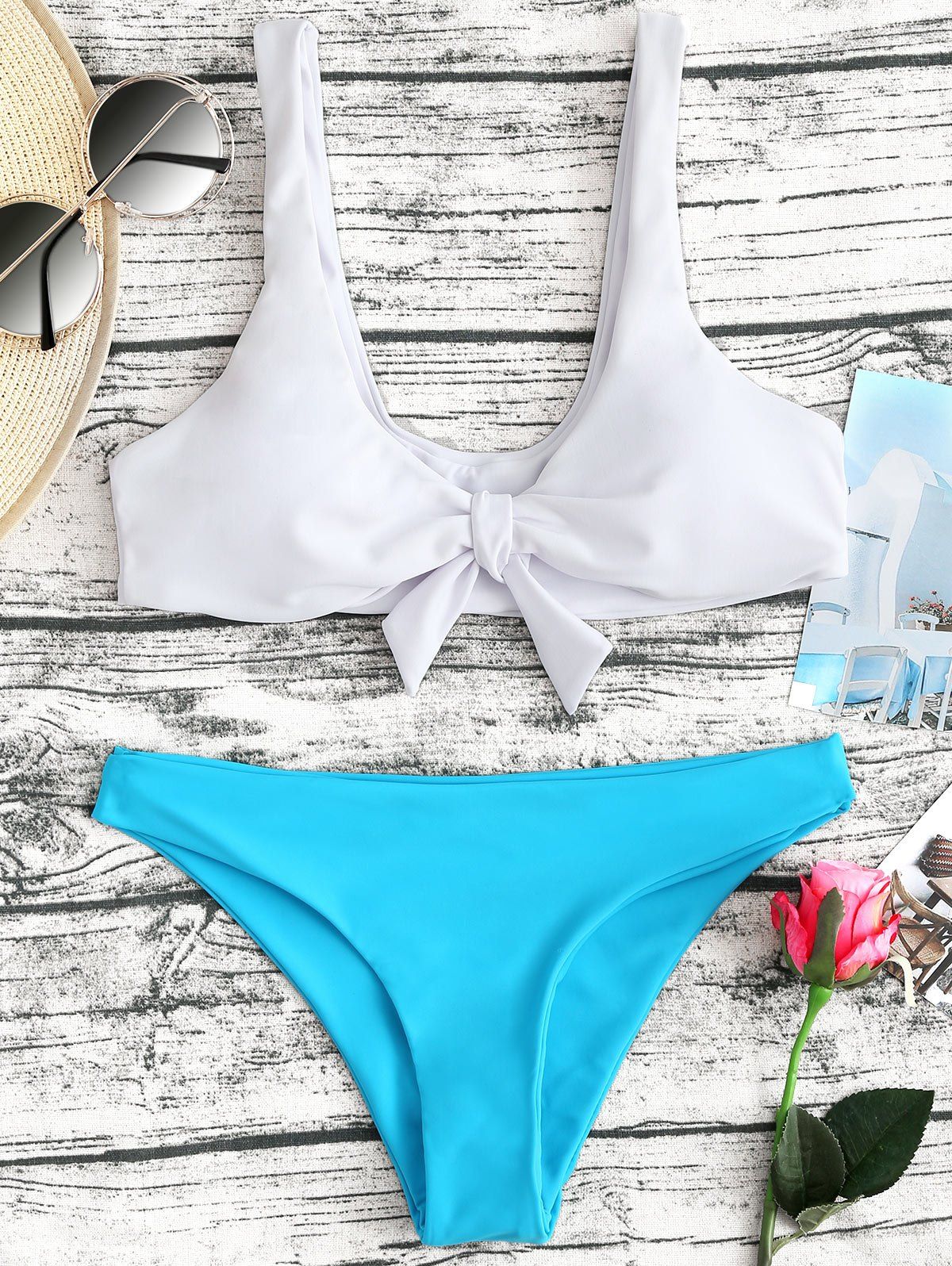 

Two Tone Low Waisted Bikini Set, Blue