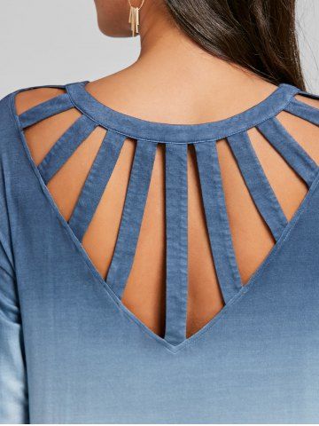 

Back Cut Out Ombre Color High Low Top, Blue