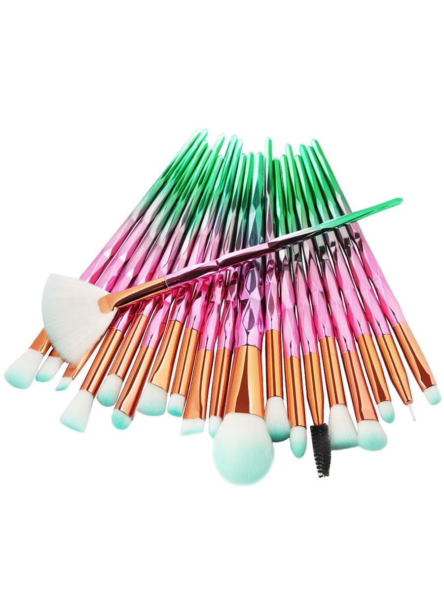 

20Pcs Zircon Pattern Ultra Soft Synthetic Fiber Hair Makeup Brush Set, Pink