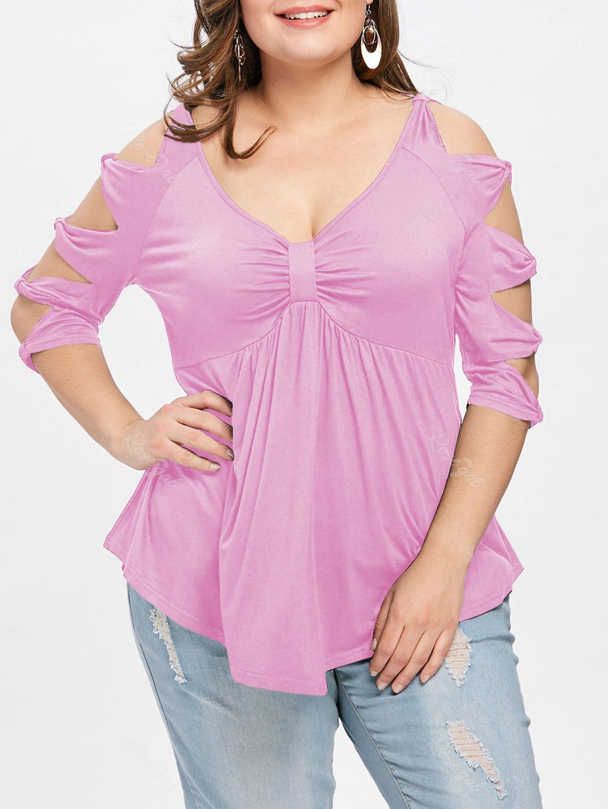 2019 plus size ruched empire waist t shirt