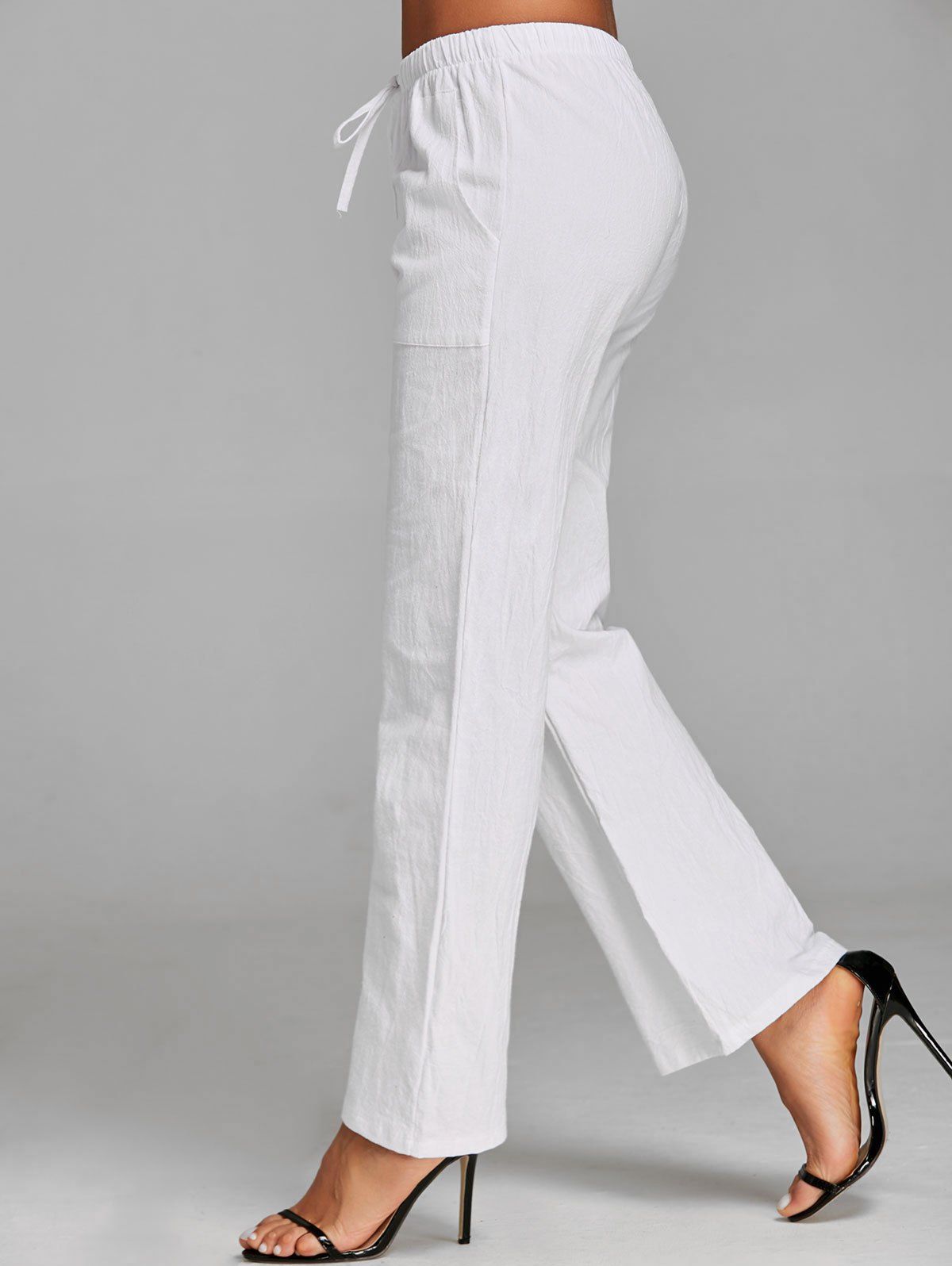 

Drawstring Casual Pants, White