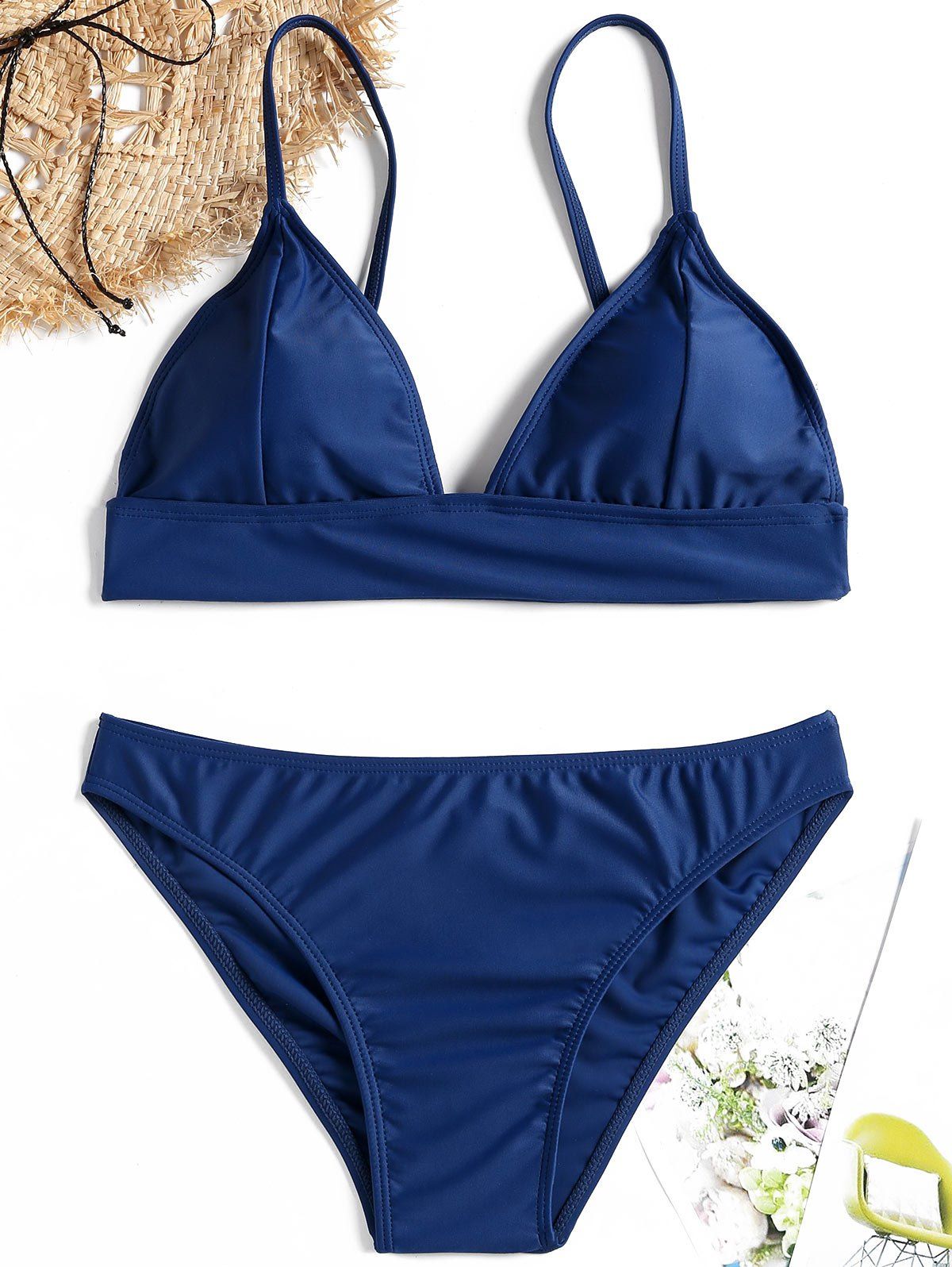 

Cami Strap Padded Bikini Set, Deep blue