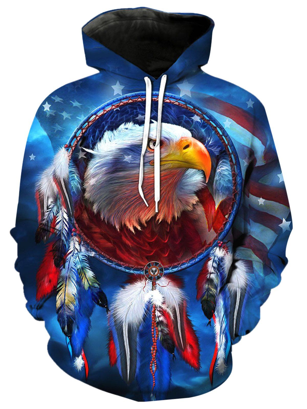 

3D Digital Eagle Dreamcatcher Print Pullover Hoodie, Colormix