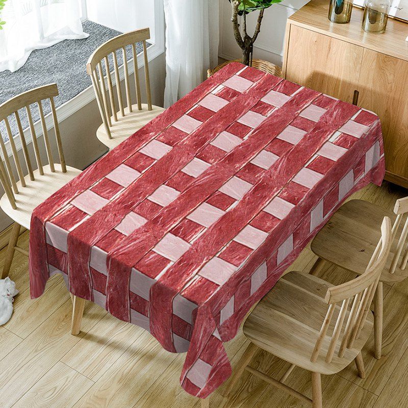 Fashion Meat Plaid Print Waterproof Dining Table Cloth  