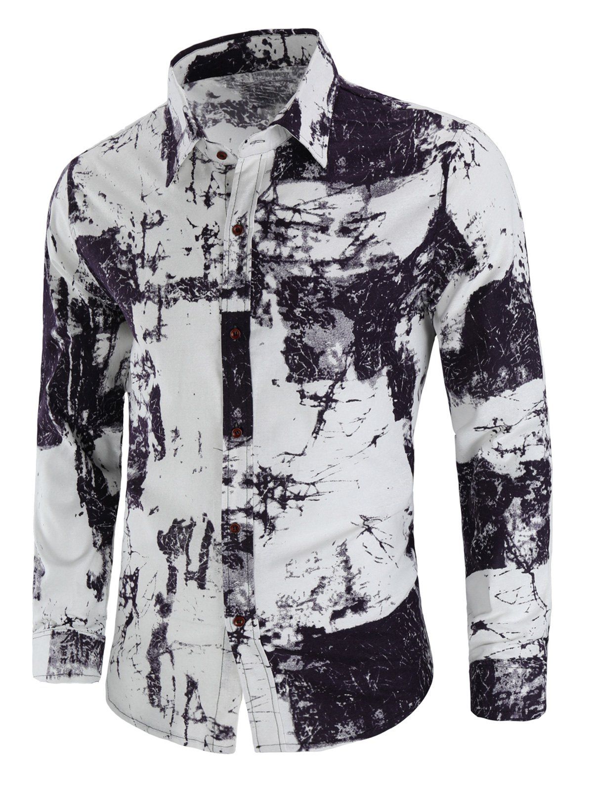 

Paint Splatter Linen Long Sleeve Shirt, White