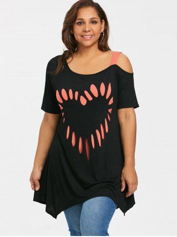 

Plus Size Short Sleeve Heart Shape Tunic T-shirt, Orangepink