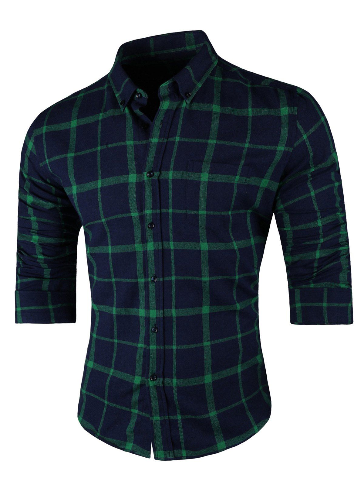 

Button Down Long Sleeve Grid Shirt, Green