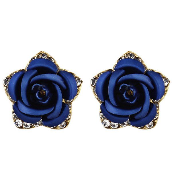 

Rhinestone Flower Stud Tiny Earrings, Blue