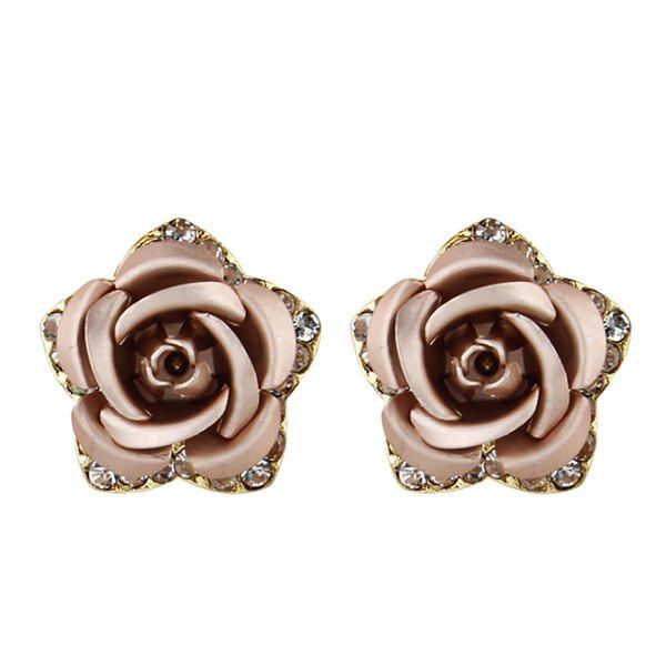 

Rhinestone Flower Stud Tiny Earrings, Champagne