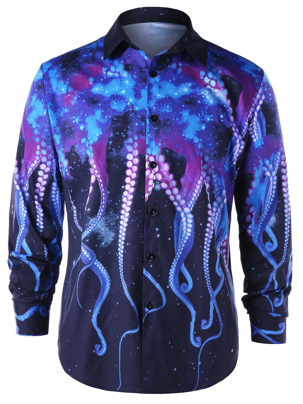 

Octopus Claw Print Long Sleeve Shirt, Colormix