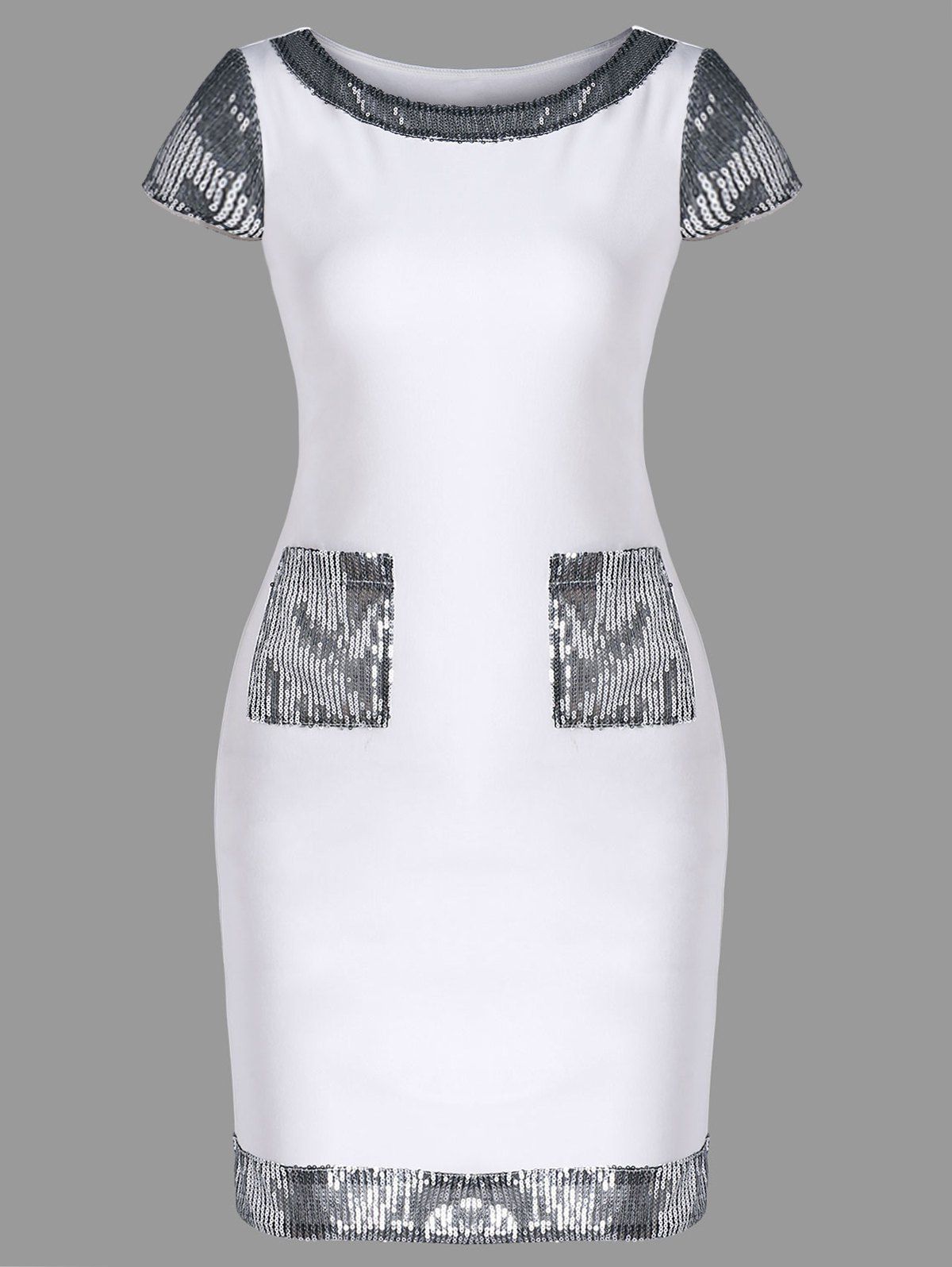 

Sequins Cap Sleeve Bodycon Dress, White