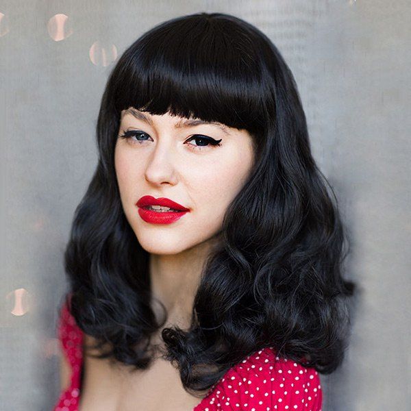33 Off Medium Full Fringe Wavy Human Hair Wig Rosegal