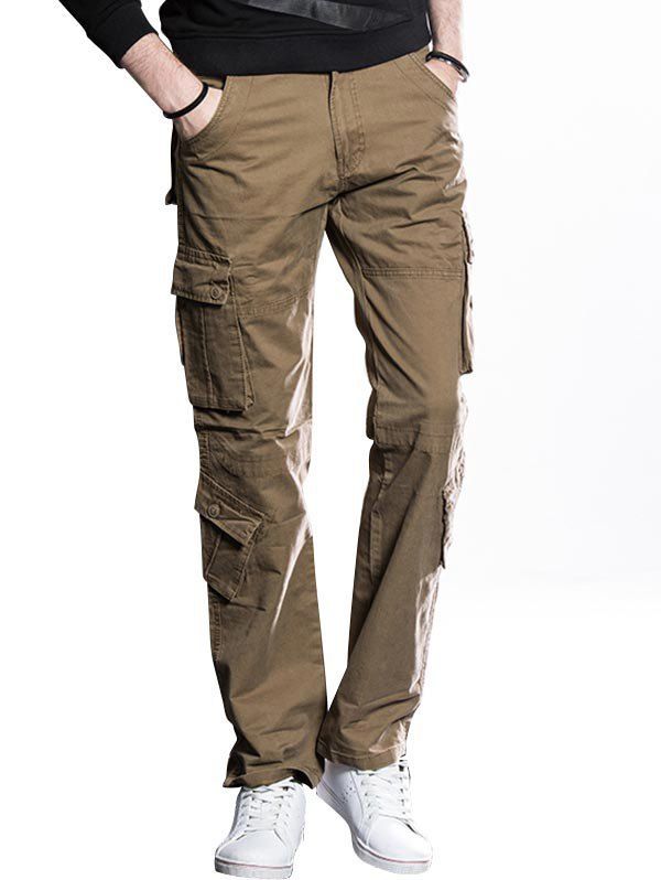 Straight Cut Cargo Pants With Button Flap Pockets [25% OFF] | Rosegal