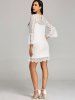 Bell Sleeve Fitted Lace Dress with Slip Dress -  