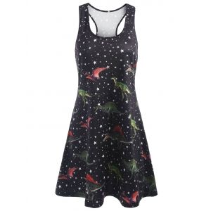 

Dinosaur Racerback Tank Dress, Black