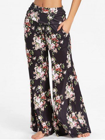 flower wide leg pants